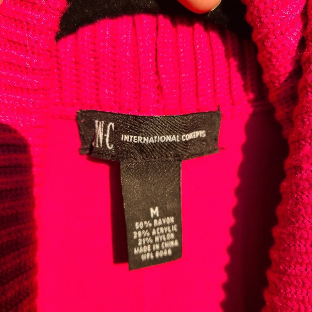 INC‎ International Concepts Pink Draped Cardigan M Barbiecore - Picture 3 of 5